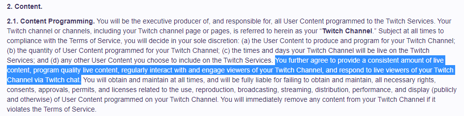 What does "consistent" mean? and who determines "quality live content"?