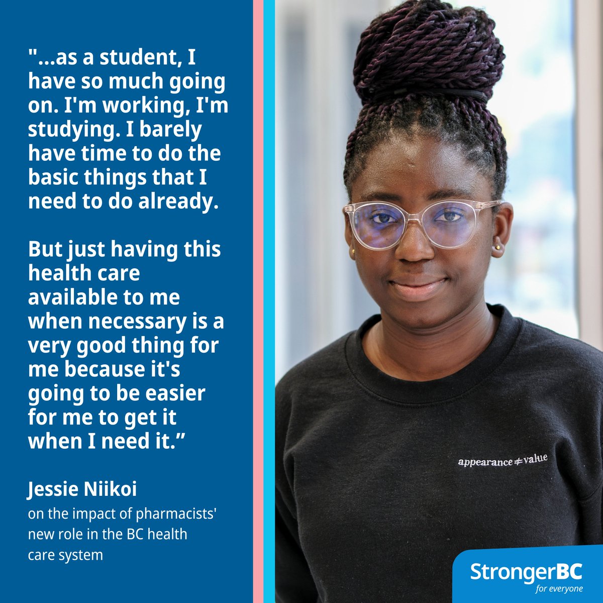 Seeing a #pharmacist for a minor ailment means that busy people, like Jessie, can get access to the health care they need, easier & faster. Most BC community pharmacists can now assess and prescribe for 21 minor ailments, as well as for #contraception. gov.bc.ca/SeeAPharmacist