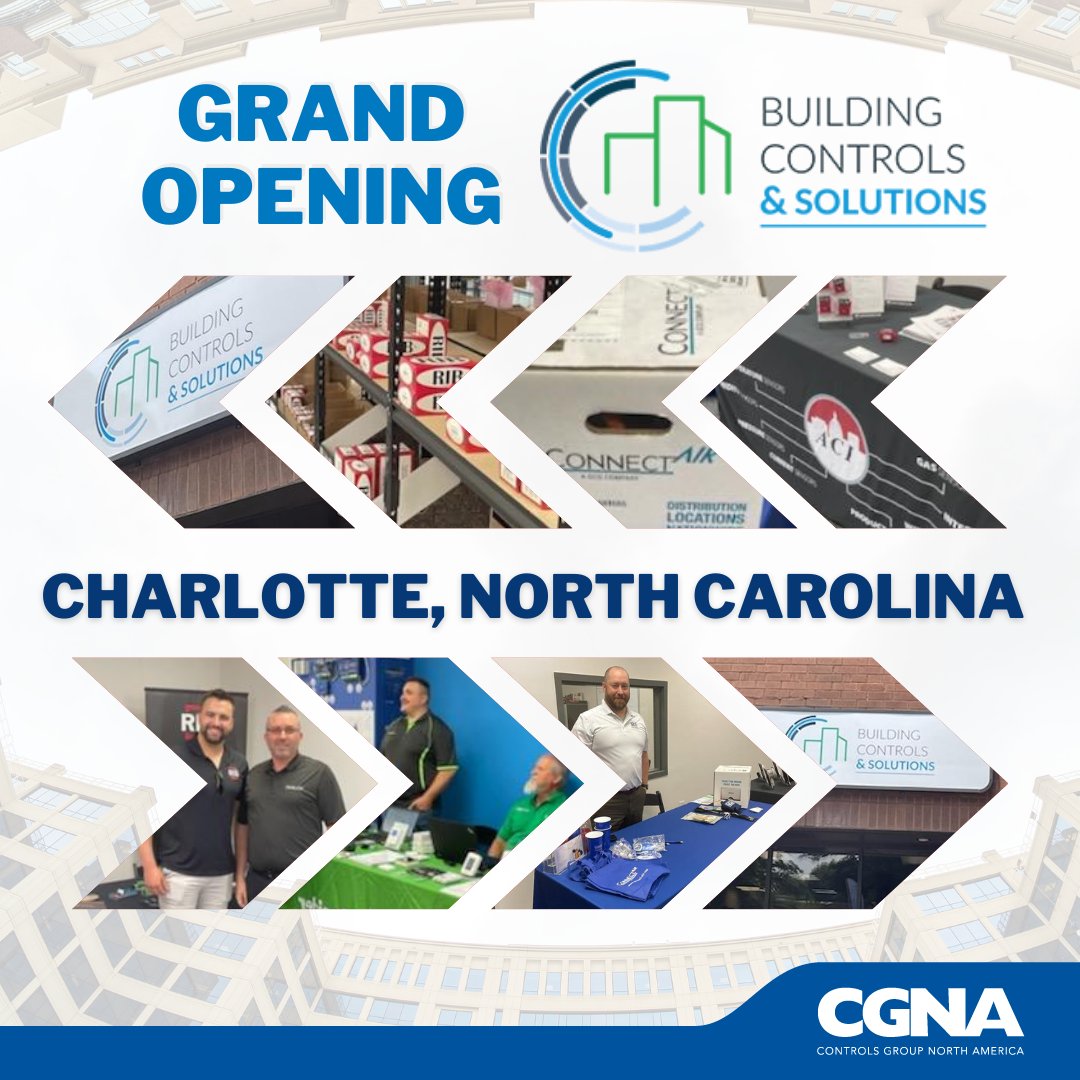 📢 Charlotte, the wait is over! Building Controls & Solutions has opened its doors at their new location in North Carolina. Be part of the excitement at the two-day event that ends tomorrow, June 7th ! You don't want to miss this! #hvacr #controlsgroups #wearecgna #newlocation