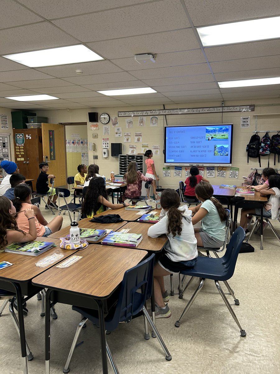 MrsBradyCCS's tweet photo. We love learning from peers! Thank you Olivia for teaching us about National Parks. You truly are an EXPERT! #wearebethpage https://t.co/DHB7K4ga4m