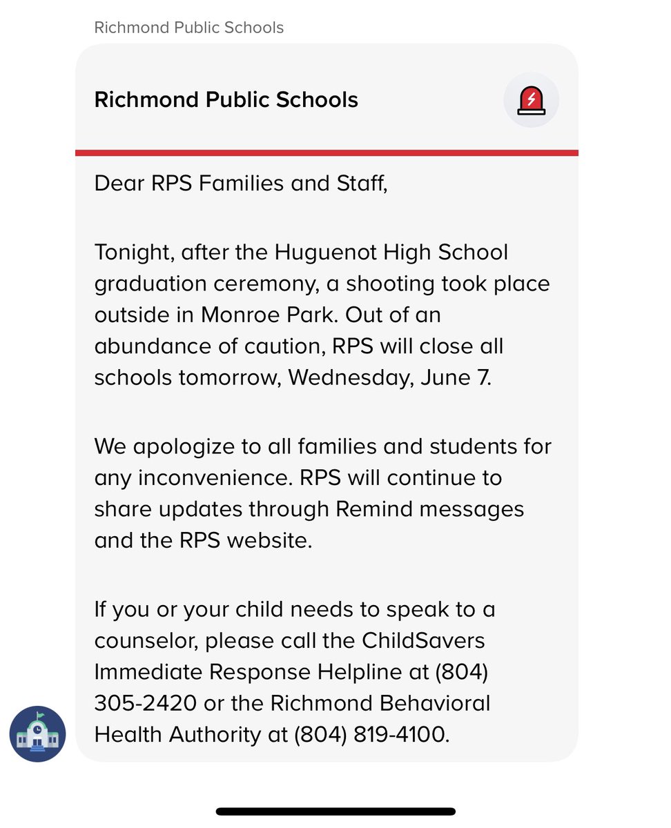 All RPS schools are closed tomorrow, Wednesday, June 7th.