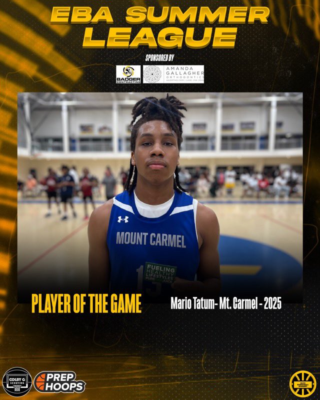 EliteBasketballAcademy (@ebasummerleague) on Twitter photo FINAL (2OT) : @MountCarmelBas1 46 SEED 44
<a href="/purerawjuice/">Pure Raw Juice</a> Player of the Game
β25 Mario Tatum got it going early from deep & led w/ 16PTS
β26 Manny Iheanacho manned the paint & finished with 14 PTS & 5REBS FINAL (2OT) : @MountCarmelBas1 46 SEED 44
<a href="/purerawjuice/">Pure Raw Juice</a> Player of the Game
β25 Mario Tatum got it going early from deep & led w/ 16PTS
β26 Manny Iheanacho manned the paint & finished with 14 PTS & 5REBS