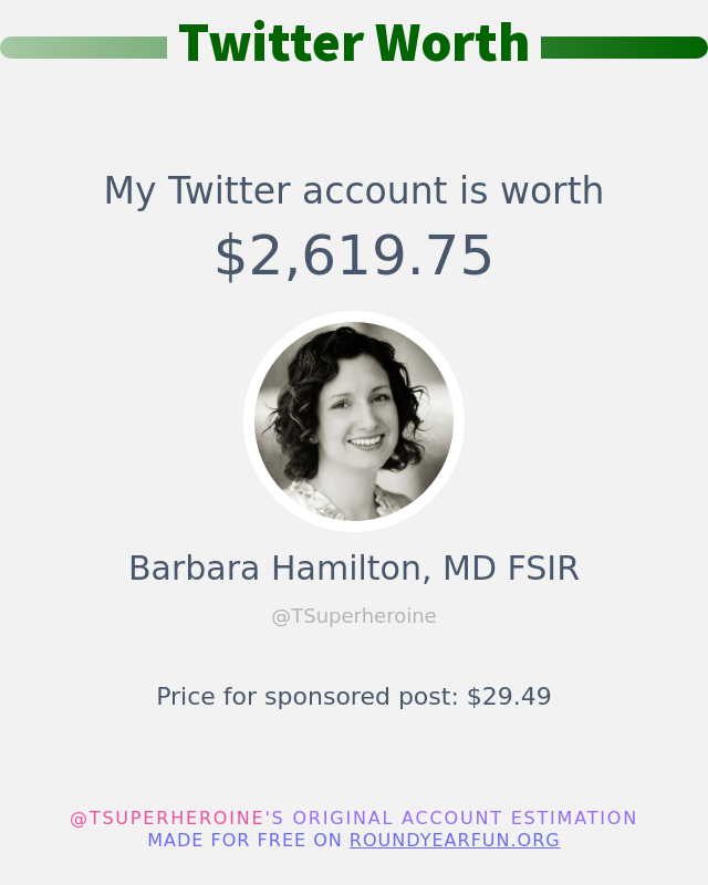 My Twitter worth is: $2,619.75

➡️ anyplacehere.me/twitterworth