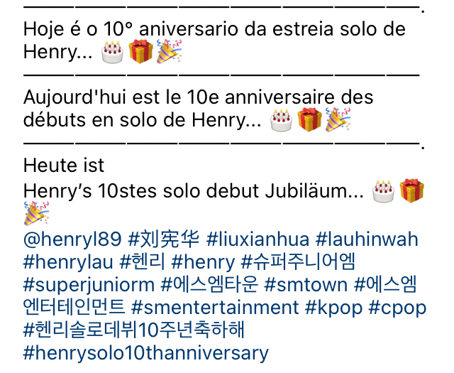 HAPPY 10th ANNIVERSARY Today is Henry (former Super Junior-M/former SM Artist)'s
10th solo debut Anniversary... 🎂🎁🎉
#刘宪华 #LiuXianhua #LauHinwah #헨리 #HENRY #HenryLau #슈퍼주니어엠 #SuperJuniorM #SMTOWN #Kpop #Cpop #헨리솔로데뷔10주년축하해 #HenrySolo10thAnniversary