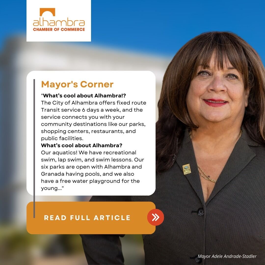 Mayor Adele Andrade-Stadler puts the spotlight on Alhambra's cool features in the 6/23 edition of #AroundAlhambra. Discover the attractions that make #Alhambra shine this summer, including the aquatic offerings, the city’s transit service... bit.ly/AroundAlhambra…