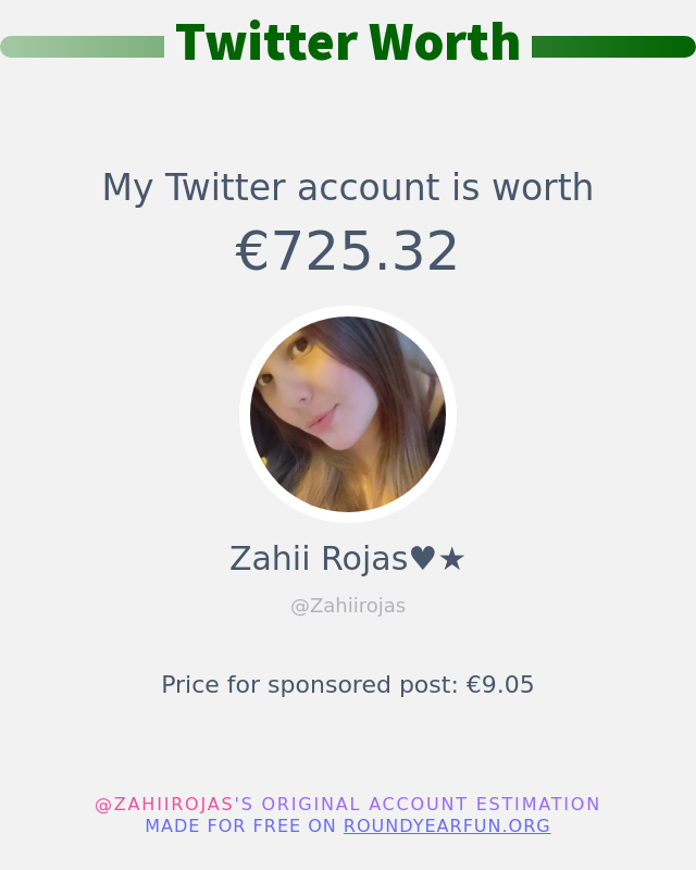 Zahiirojas's tweet photo. Mi valor en Twitter es de: €725.32

➡️ https://t.co/QQtnh7CnMk https://t.co/mHn3nPnxQ7