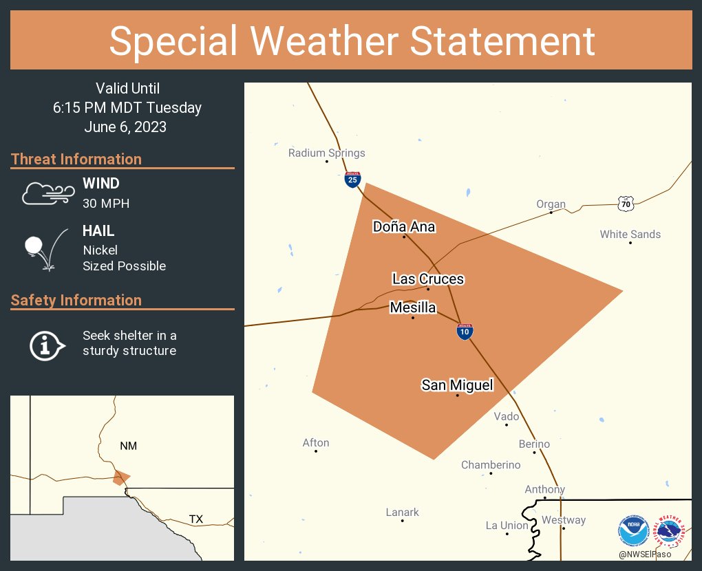 NWS El Paso on Twitter "A special weather statement has been issued