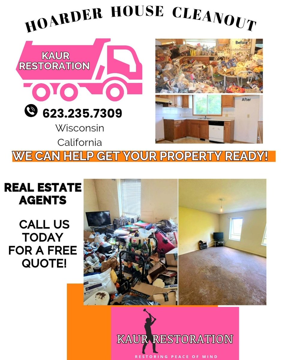 Our service area is eastern Wisconsin and southern California.  Call for a free quote! #junkremoval #kaurrestoration #mke #riversidecalifornia #wisconsin #california #realestateagent #californiarealestate #wisconsinrealestate #constructioncleaning #hoarders #estatecleanout