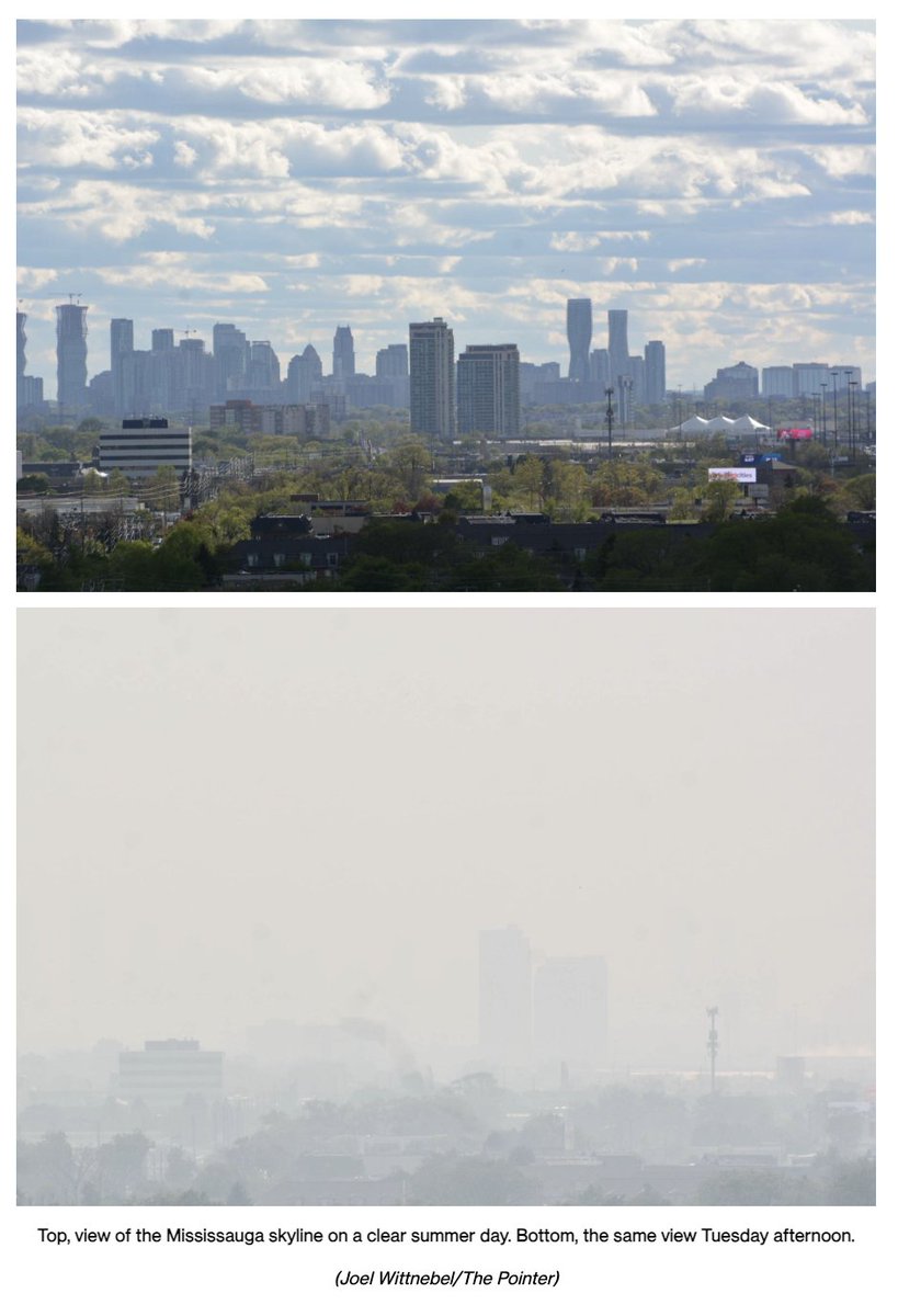 Please read the story, but this image really tells the whole thing. #wildfires #onstorm #Mississauga 

thepointer.com/article/2023-0…