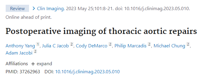 @MountSinaiChestRadiology (@mountsinaichest) on Twitter photo Can't tell a Bentall from a Cabrol? Everything you ever needed to know about the post-op aorta, hot off the presses. <a href="/MountSinaiDR/">Mount Sinai Radiology Residency</a> <a href="/RofskyMD/">Neil Rofsky, MD, MHA</a> <a href="/MountSinaiHeart/">Mount Sinai Fuster Heart Hospital</a> <a href="/mswradiology/">Mount Sinai West Radiology</a>
pubmed.ncbi.nlm.nih.gov/37262963/ Can't tell a Bentall from a Cabrol? Everything you ever needed to know about the post-op aorta, hot off the presses. <a href="/MountSinaiDR/">Mount Sinai Radiology Residency</a> <a href="/RofskyMD/">Neil Rofsky, MD, MHA</a> <a href="/MountSinaiHeart/">Mount Sinai Fuster Heart Hospital</a> <a href="/mswradiology/">Mount Sinai West Radiology</a>
pubmed.ncbi.nlm.nih.gov/37262963/