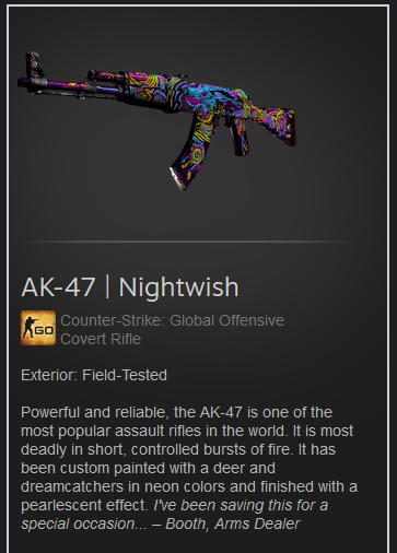 🎁AK-47 | Nightwish FT | Skin Giveaway!
✅ Follow me  
✅ Like + RT  
✅ Like my video (show proof) - youtu.be/jpWYP5ATFOw

Rolling in 7 days! Good luck! ❤️#CSGOGiveaway #CSGO #csgoskins