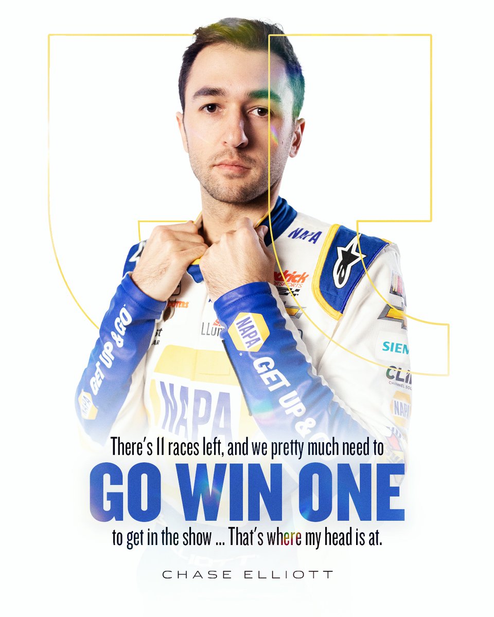 The outlook to make the NASCAR Playoffs for Chase Elliott. 
@NASCAR @chaseelliott @RaceSonoma #NASCARPlayoffs