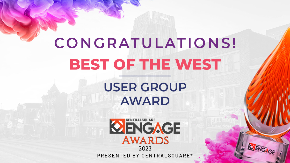 CentralSqTech's tweet image. The final award tonight recognizes a CentralSquare User Group for providing a platform for learning and networking with industry peers within similar geography, product interests, and goals. The 2023 User Group of the Year Award goes to the Best of the West! #CSTENGAGE