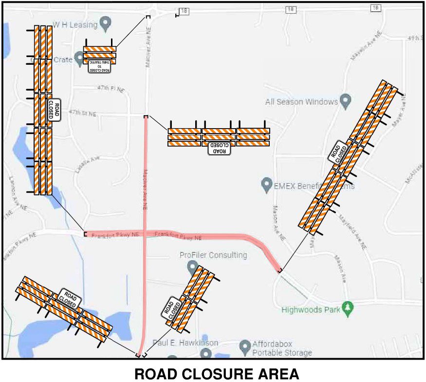 cityofstmichael's tweet photo. The intersection of MacIver Ave NE &amp; Frankfort Pkwy NE will be closed starting June 7 &amp; will not reopen until September. The closure is related to the MacIver Ave Improvements Project which includes a new roundabout. Please follow all posted detours &amp; thank you for your patience. https://t.co/HGKLI4PNiD