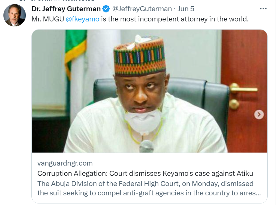 LOL🤣How terrible a Lawyer are you that even Oyibo dey troll you?

Keyamo is now the "Most incompetent" Attorney in the World😂🤣

🇳🇬
BREAKING NEWS How Wicked Are You Aisha Buhari David Hundeyin Wike 25% in FCT Islamization Jimoh Ibrahim El Rufai Enugu Southern Kaduna Hadi Sirika