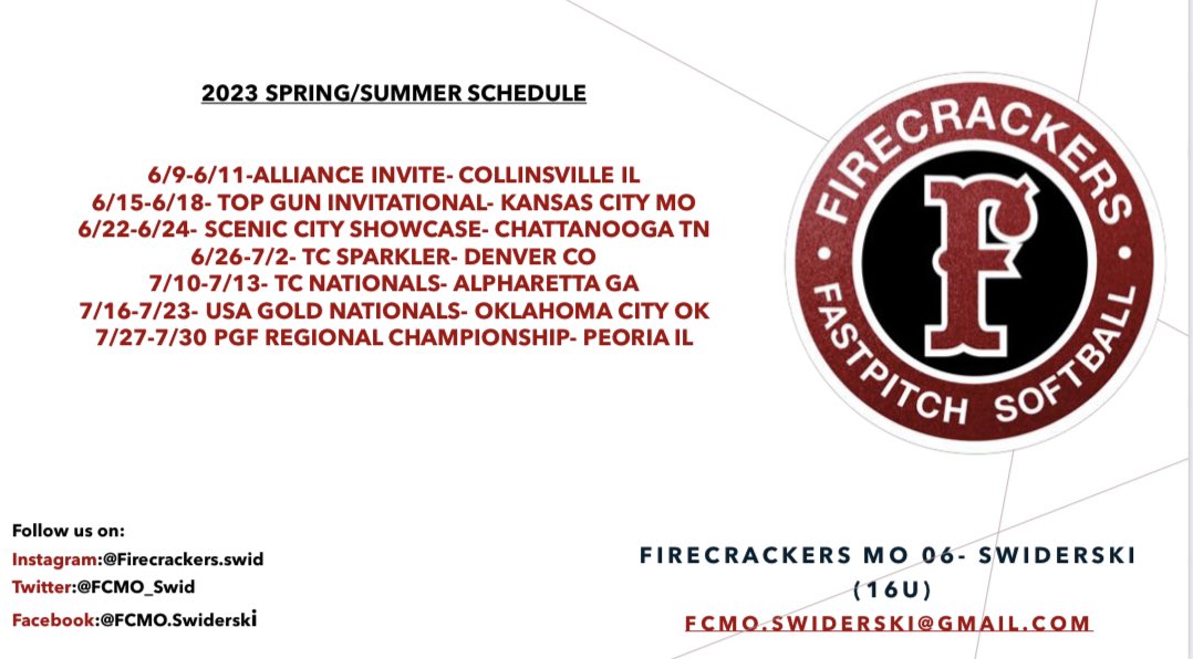 Spring/Summer schedule!!