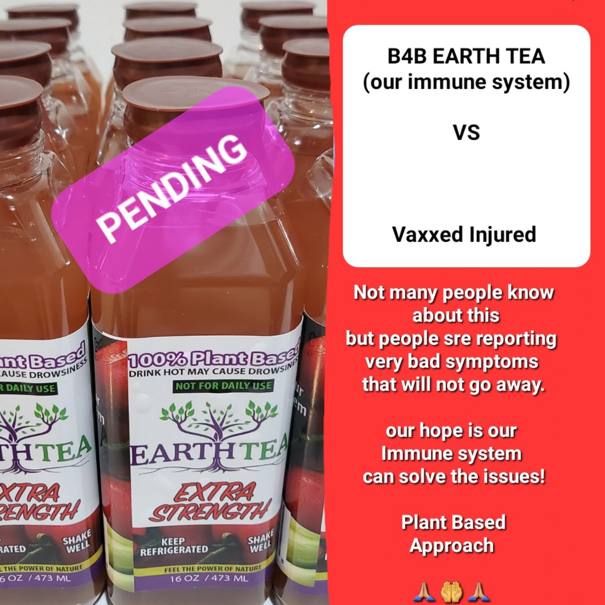 b4bearthteaSP's tweet photo. This is new and we're going at it with Plants!! Stay tuned for feedbacks. 🙏🏼 #vaxxed #vaccineinjuries #plantbased #vaccinesymtoms #VaccineIssues https://t.co/Bm2w54qcp5