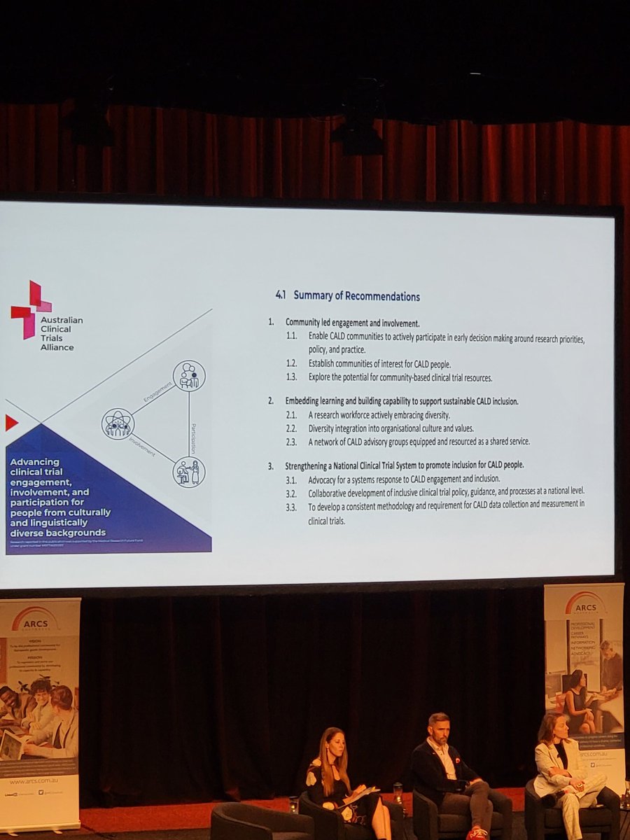 Great to see @ACTA_org resource being highlighted at @ARCSAustralia #2023ARCS #ARCS and hear about inclusion of refugee population in #clinicaltrials @JanelleBowden @ProjectBreath @AnneMckenzieAM #CALD