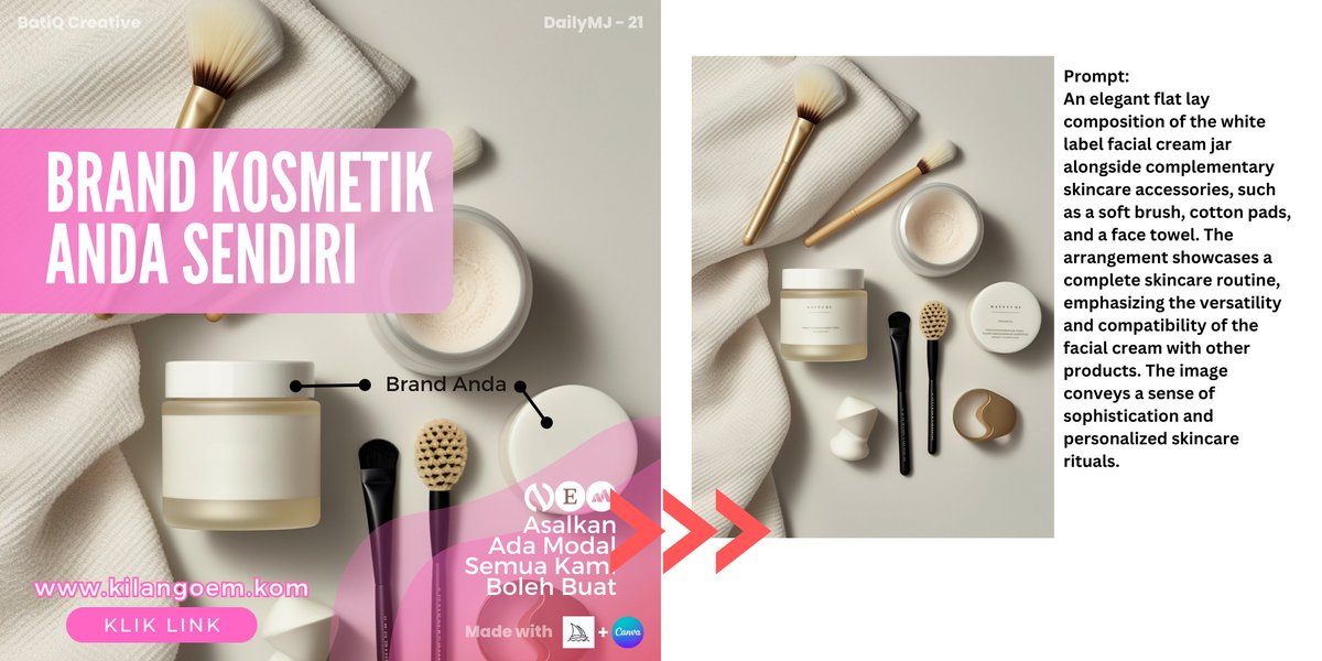 creative_batik's tweet photo. Post 21: Founder Kosmetik.

Jom menyelami dunia founder kosmetik timbang kilo. Nak murah tanpa akreditasi dari mana-mana badan? Thailand lubuk murah per kilo. Mari2 jangan segan.

#MidjourneyAI #AI #graphicdesigner #dailyMJ #canva #dailychallenge https://t.co/mZH5iAFttb