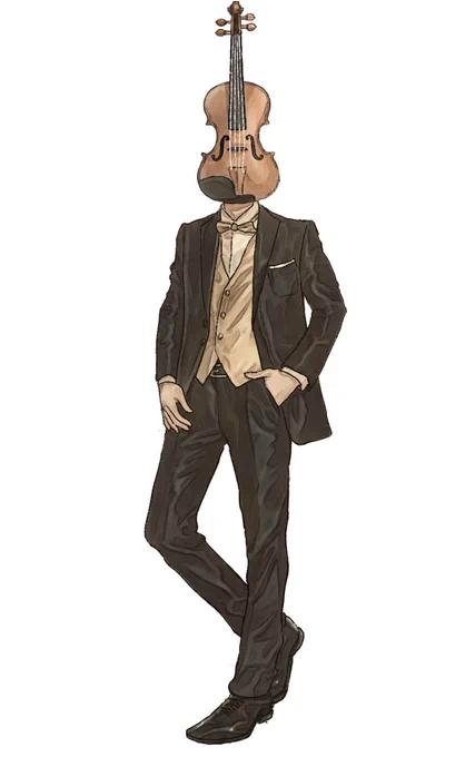 昨日6/6は #楽器の日 ということで、バイオリン頭さん再掲します #objecthead #異形頭