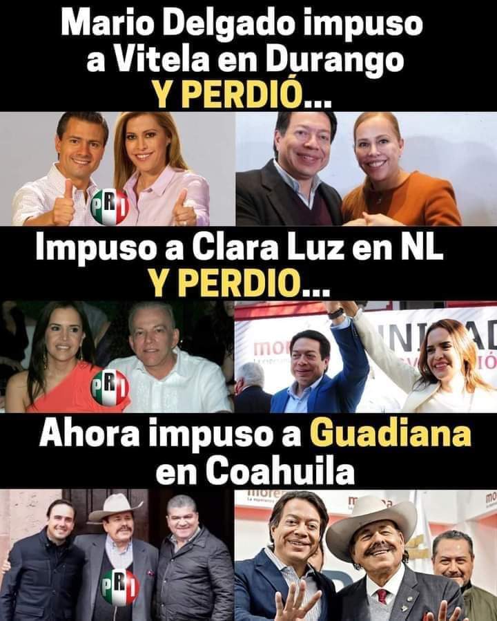 Giancalo2274's tweet photo. ¡¡MEXICANOS, AQUI TIENEN EL RESULTADO DE LAS TRANZAS Y "FAVORES" DEL TRAIDOR @mario_delgado!!

¡EL DEJARLO IMPONER A SUS AMIGOS DEL PRIAN NOS HA SALIDO DEMASIADO CARO!

PERDIÓ POR DEJARLO MANIPULAR LAS ENCUESTAS Y ENGAÑAR A NUESTRO PRESIDENTE!

¡RENUNCIA @mario_delgado TRAIDOR!!! https://t.co/W0eDsUC0u7