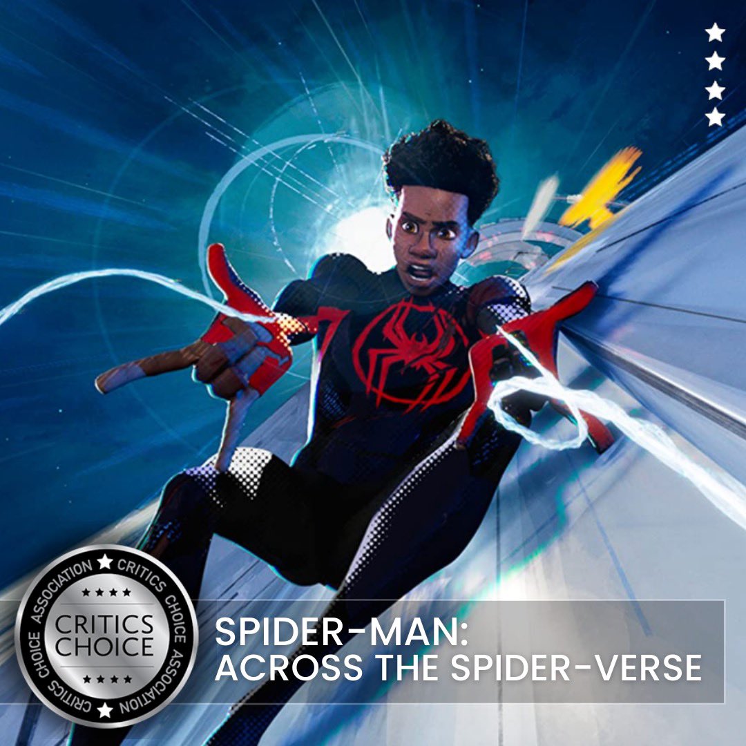 Congratulations❗️Spider-Man: Across the #SpiderVerse  has earned the Critics Choice Seal of Distinction ⭐️⭐️⭐️⭐️

#AcrossTheSpiderVerse #SpiderManAcrossTheSpiderVerse #criticschoice @SpiderVerse