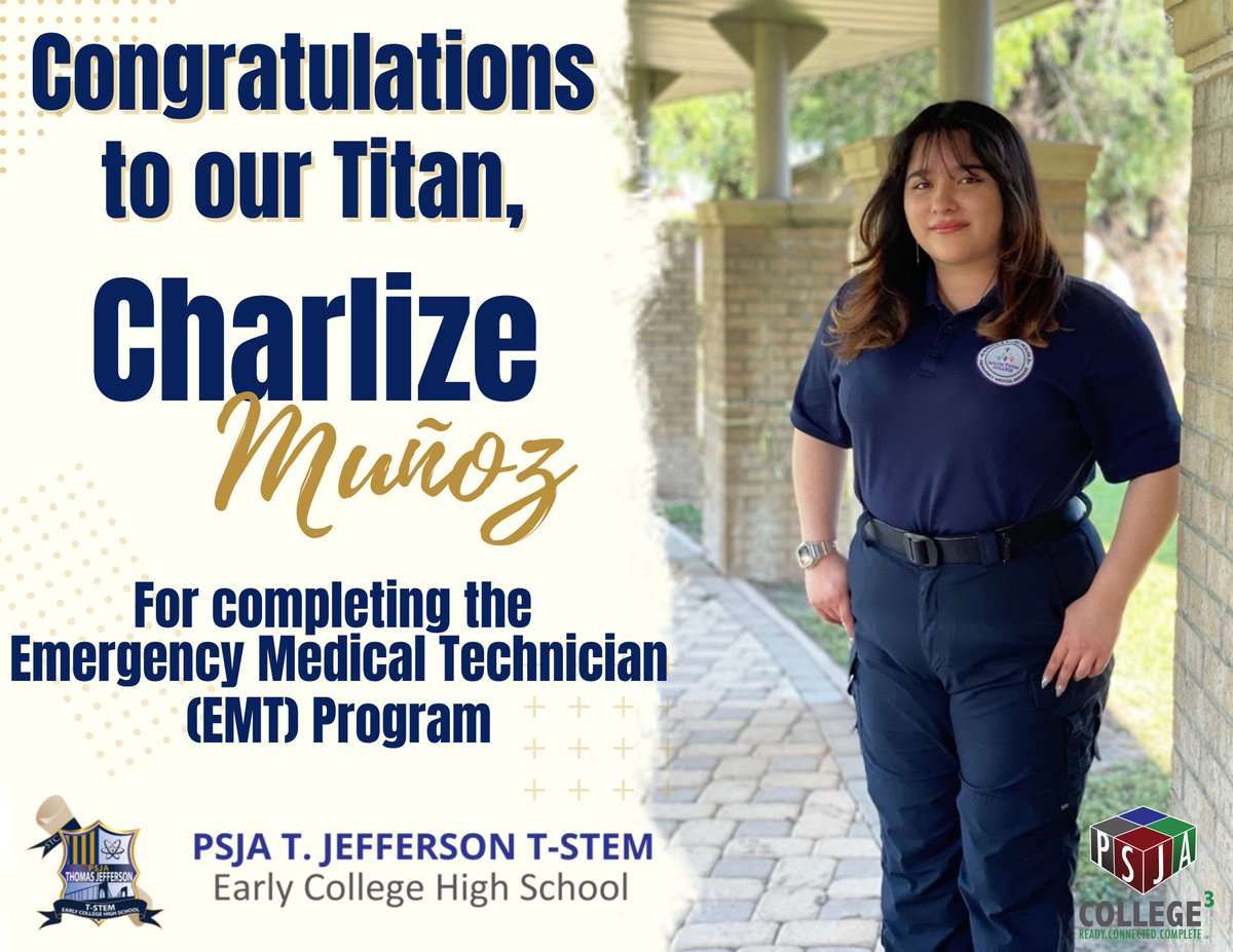 Congratulations to Charlize Muñoz on completing the Emergency Medical Technician (EMT) Program. 🎉💙⚡️
#TitanProud
#TitansOnTheRise
