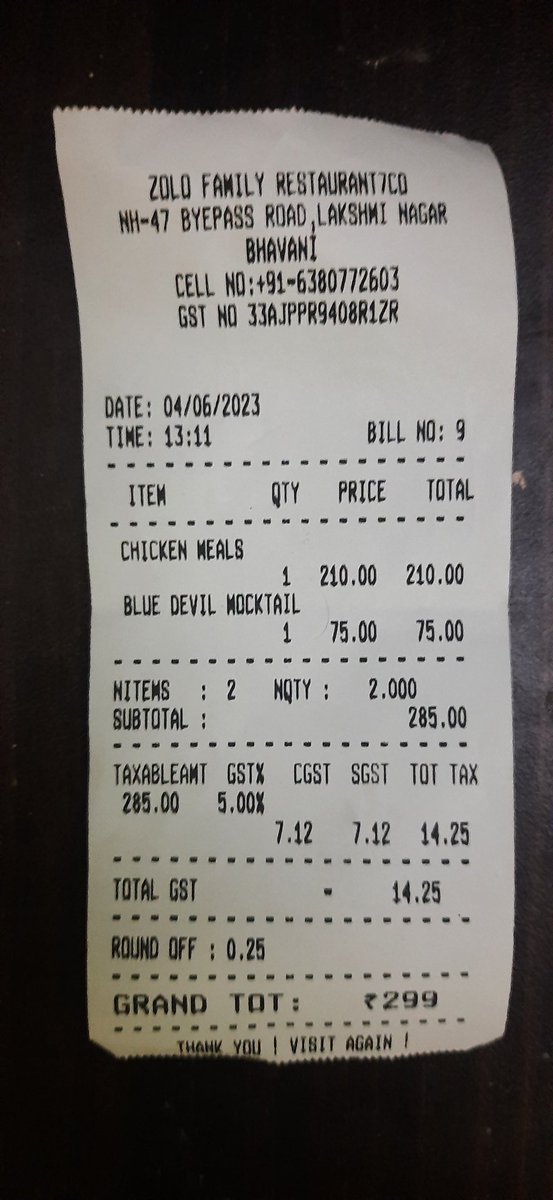 KpmSampath74421's tweet photo. I visited near by restaurant ZOLO FAMILY RESTAURANT and had a doubt in their bill (33AJPPR9408R1ZR) checked in gstportal but its invalid so please recheck it if it's fake gst bill take action on this issue @cbic_india @TNCTDEPT @GST_Council @gsthelpline @nsitharaman https://t.co/COaw7CzG9m