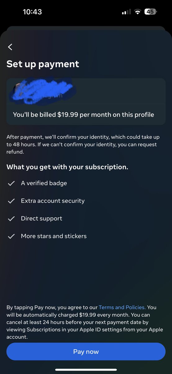 byjoshuasantos's tweet photo. What in the ⁦@Twitter⁩ is this? ⁦@Meta⁩ wants payment to verify my ⁦@instagram⁩ account. #howoriginal https://t.co/oWusCUu3YM