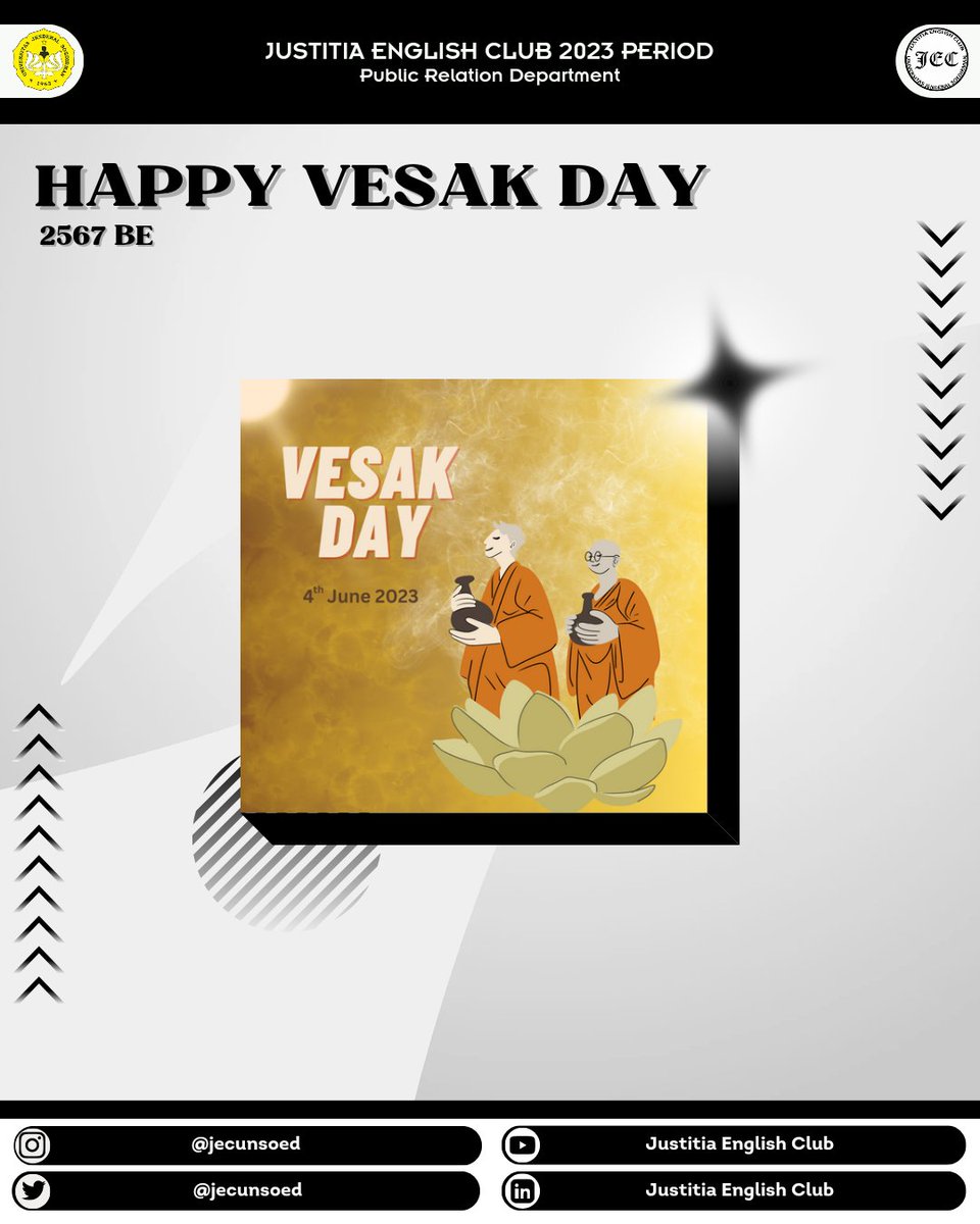 Wishing a peaceful and happy Vesak to all Buddhists friends. May the teachings of compassion and kindness guide you today and always.

Happy Vesak Day!

#jecunsoed