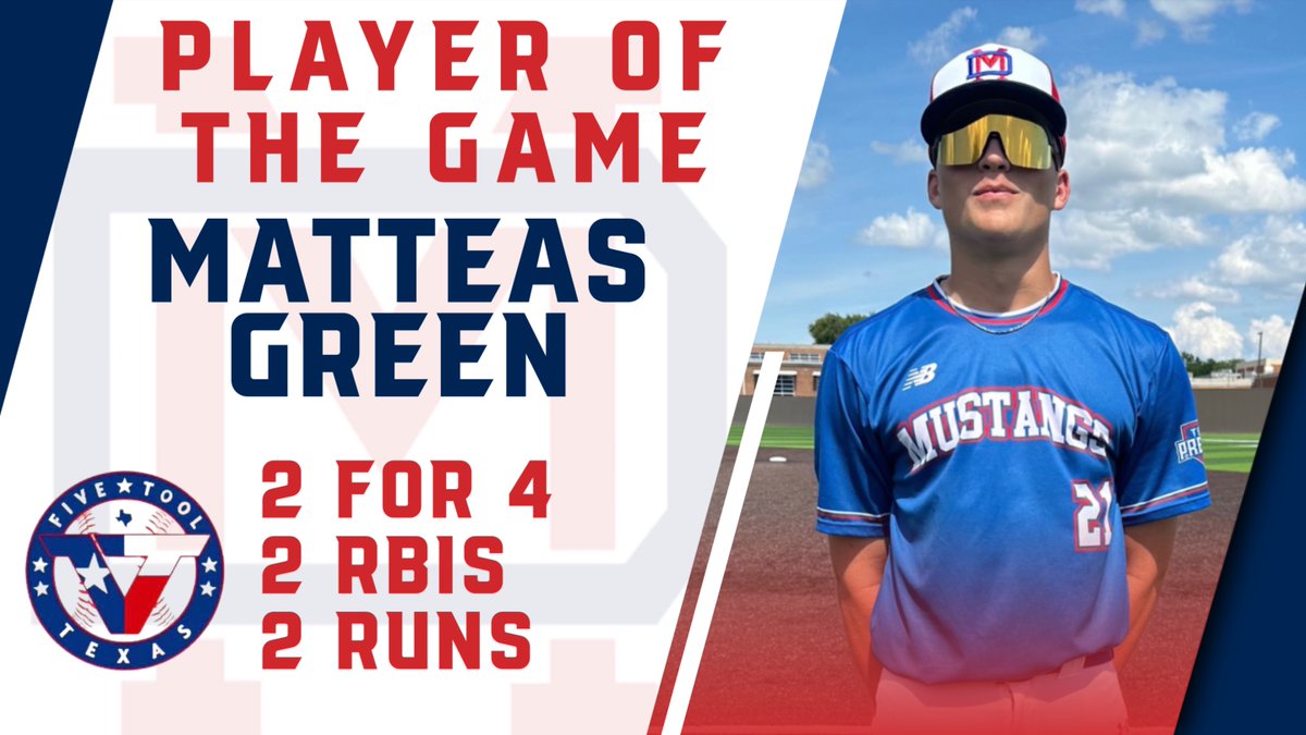F: <a href="/MustangsDallas/">Dallas Mustangs</a> Corley - 11 vs. Rockwall Klutch 15U - 7 🐴⚾️
PoG: <a href="/mxtteas/">Matteas Green</a>