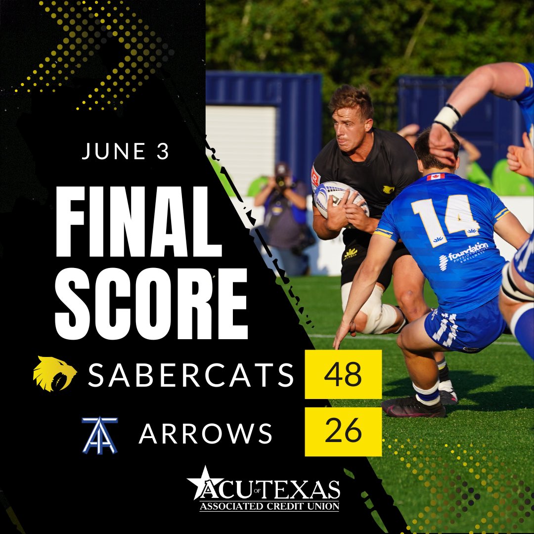 HOUSaberCats's tweet image. Final Score: 
SaberCats: 48 // Arrows: 26

#MLR2023 #BigCatEnergy #HoustonSaberCats