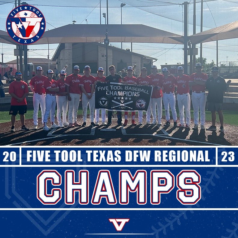 🏆CHAMPIONS🏆

Congrats to <a href="/DFWTwins/">DFW TWINS</a> 17U Red on winning the 17U American Division Championship at the <a href="/FiveTool/">Five Tool Baseball</a> Texas DFW Regional!

#WatchEm
