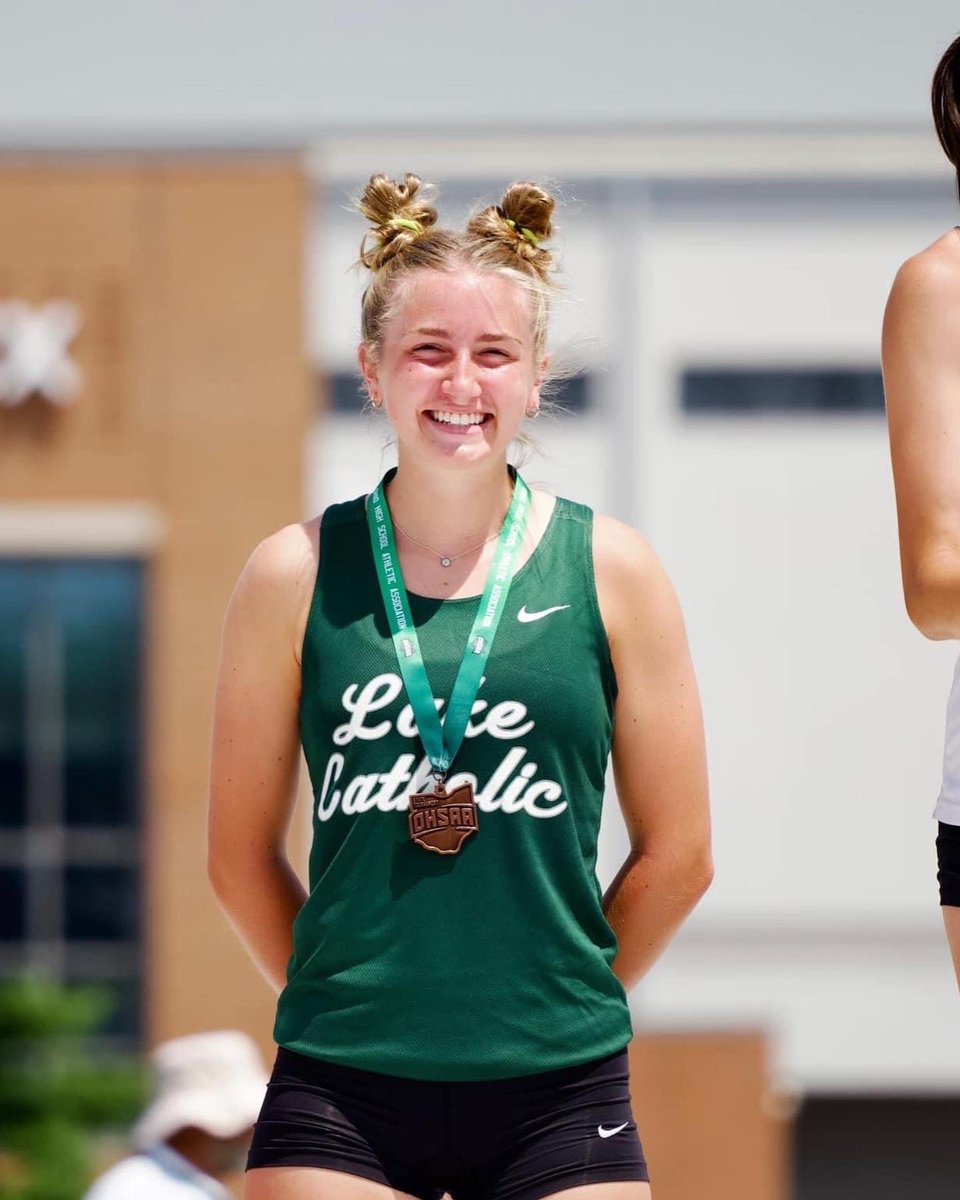 CONGRATULATIONS CLAIRE!!!!  Placing 6th in the 300m hurdles and 9th in the 100m hurdles the State Meet!!!!  Amazing job!! We’re all so proud of you!💚🤍🏆💪🏼 photo credits to Brian Fisher