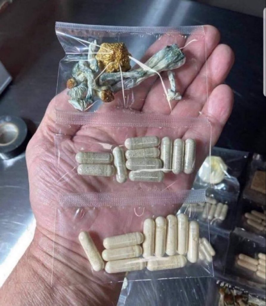 ShroomLordJerry's tweet photo. Shrooms capsules 
Dried shrooms (dried mushrooms 🍄) #psychedelic #medicine #shroomstocks #research #science #clinical #doctors #training #MentalHealth https://t.co/4EdaUinluU