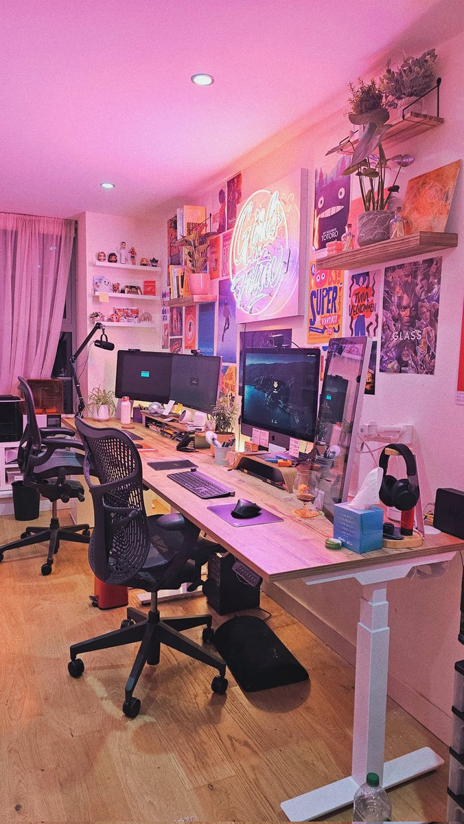 And our studio posters are done! So many of our favourite artists work on the wall. What do you think? #studio #IndieGameDev #homedecor