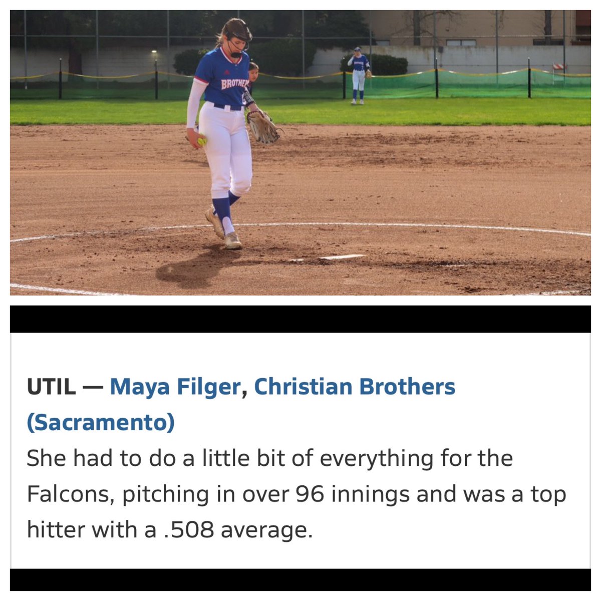 CB Softball (@cbhssoftball) on Twitter photo Congrats to <a href="/MayaFilger/">Maya Filger</a> and <a href="/T_Johnson2023/">Tiana Johnson</a> on being selected to the 2023 MaxPreps All Sac-Joaquin Section Team💙❤️
<a href="/KBFTsports/">Christian Brothers Athletics</a> <a href="/SacMaxPreps/">Sac-Joaquin MaxPreps</a> <a href="/SacBee_JoeD/">Joe Davidson</a> <a href="/Pete24Dufour/">Pete Dufour</a> Congrats to <a href="/MayaFilger/">Maya Filger</a> and <a href="/T_Johnson2023/">Tiana Johnson</a> on being selected to the 2023 MaxPreps All Sac-Joaquin Section Team💙❤️
<a href="/KBFTsports/">Christian Brothers Athletics</a> <a href="/SacMaxPreps/">Sac-Joaquin MaxPreps</a> <a href="/SacBee_JoeD/">Joe Davidson</a> <a href="/Pete24Dufour/">Pete Dufour</a>