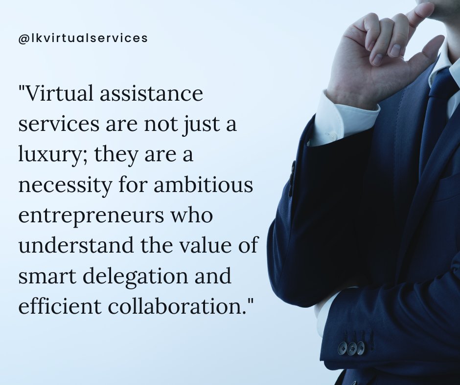 Unlocking Success: Embrace Virtual Assistance for Maximum Efficiency and Collaboration!

#VirtualAssistanceRevolution #EfficiencyThroughDelegation
#CollaborateToSucceed #AmbitiousEntrepreneurs #SmartBusinessSolutions #VirtualAssistanceIsKey
#DelegatetoAccelerate