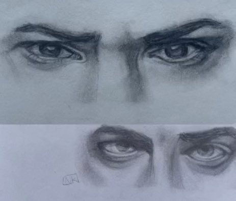 two sketchbooks ago when all i could draw was andrew ranneyells and christian borleyes