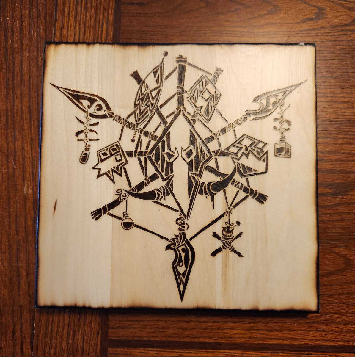 WoodburningTom's tweet photo. Now that this World of Warcraft piece is finished, I can get a head start on Extra Life! https://t.co/lGkPQqIgox