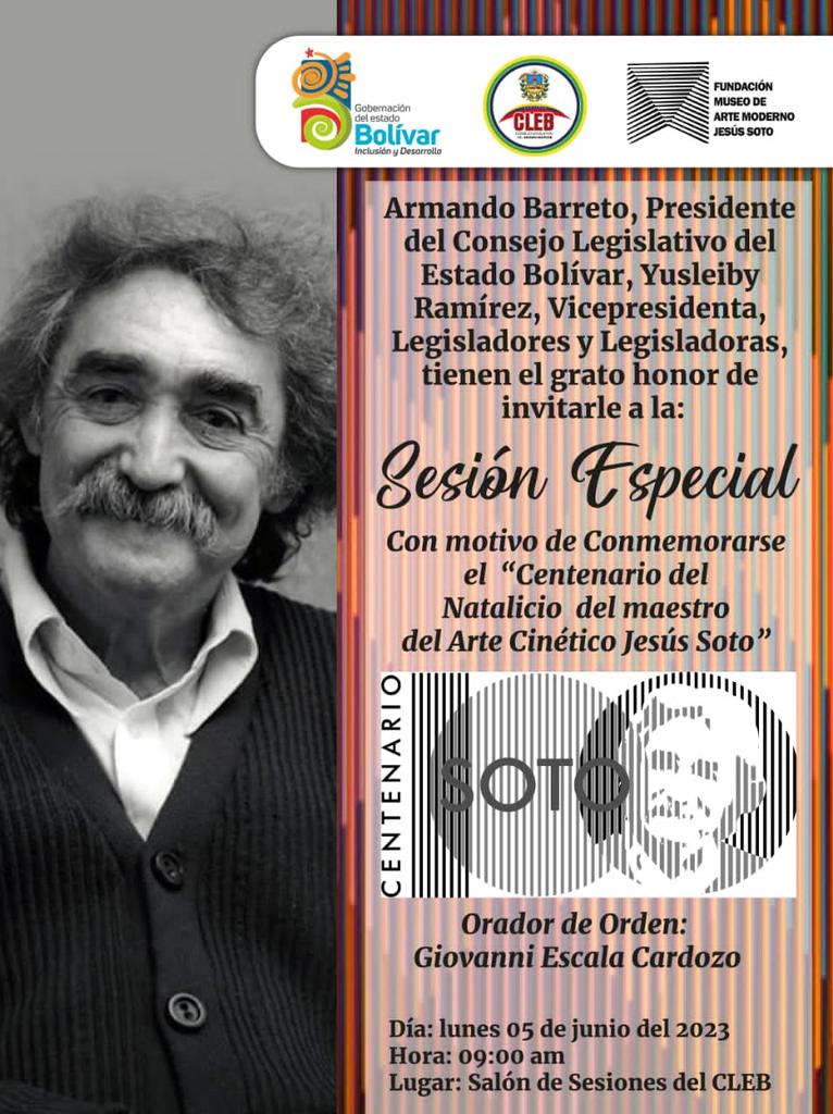 Armandobt_Psuv's tweet photo. MAÑANA es la cita en el Hemiciclo de Sesiones @Legislativo_Bol en donde estaremos llevando a cabo Sesión Especial en conmemoración del centenario del Natalicio del maestro del Arte Cinético Jesús Soto.
@amarcanopsuv
@Asamblea_Ven
@jorgerpsuv
#NuevaGeometríaMultipolar https://t.co/zH49NNnZsU