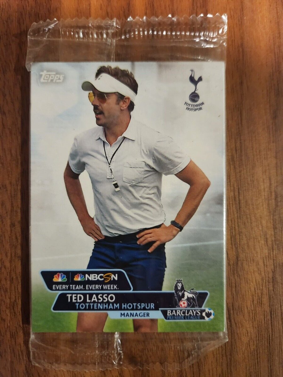 In 2014, about 6 years before the first Ted Lasso episode, Topps partnered with NBCSN to make this card.

While the timing might seem odd, Lasso was actually a character in an NBC promotional campaign prior to the launch of the now-famous TV show.

These cards were NEVER included