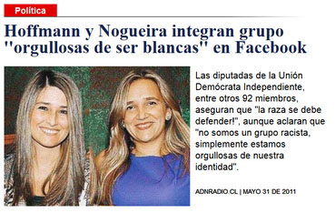 En mayo de 2011 se descrubrió que Hoffmann y Nogueira pertenecían al grupo "Orgullosas de ser blancas", cuya descripción era: "La raza se debe defender".