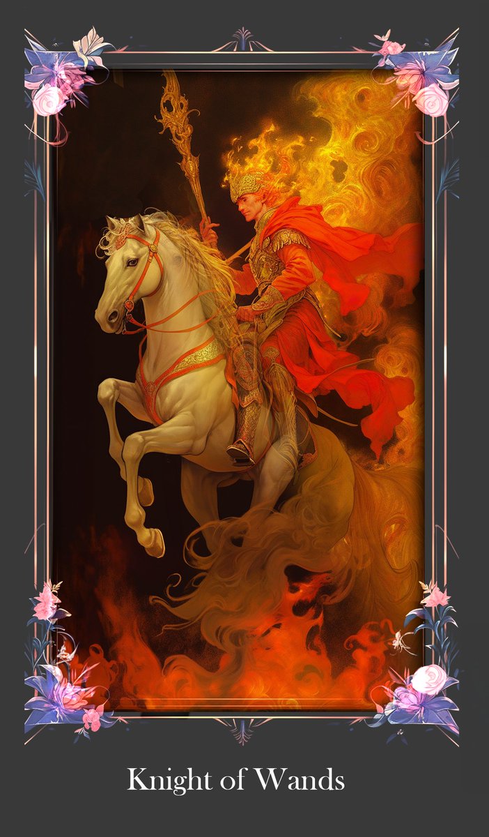 bowtiedindigo's tweet photo. 1/ Meet the Knight of Wandsπ₯: A symbol of action and adventure. In Tarot, he represents a restless energy, always moving, always seeking. He's the embodiment of a journey taken with passion. #TarotBasics https://t.co/7volNuEoMI