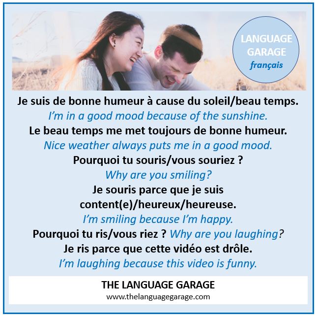 Language Garage French / Français on Twitter "Je souris parce que je