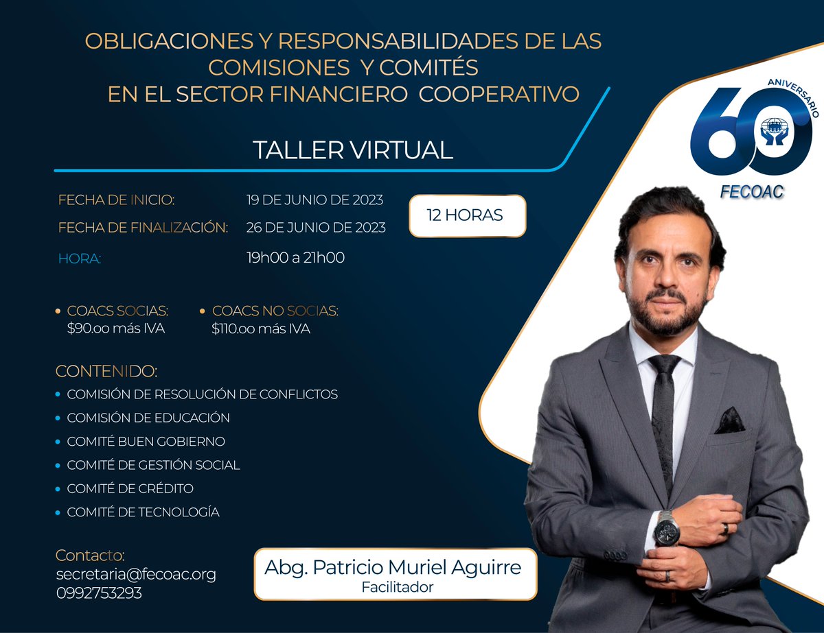 Este curso será guiado por <a href="/PatricioMuriel/">Patricio Muriel</a> experto en cooperativismo y liderazgo, quien compartirá su valiosa experiencia y ofrecerá herramientas prácticas para fortalecer el trabajo de las comisiones.