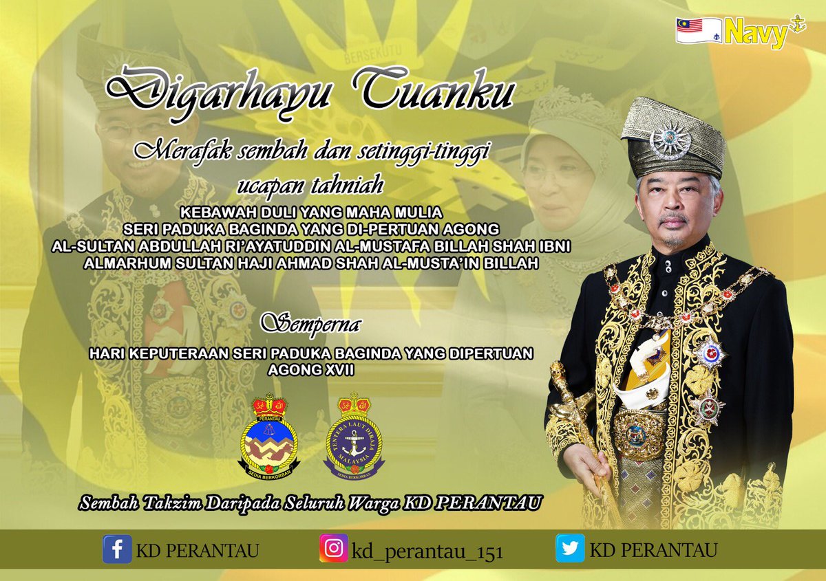 Dirgahayu Tuanku

#WanderersCrew151 mengucapkan selamat menyambut Ulang Tahun Hari Keputeraan Rasmi Yang Di-pertuan Agong Al-Sultan Abdullah Ri’Ayatuddin Al-Mustafa Billah Shah Ibni Almarhum Sultan Haji Ahmad Shah Al-Musta’in Billah