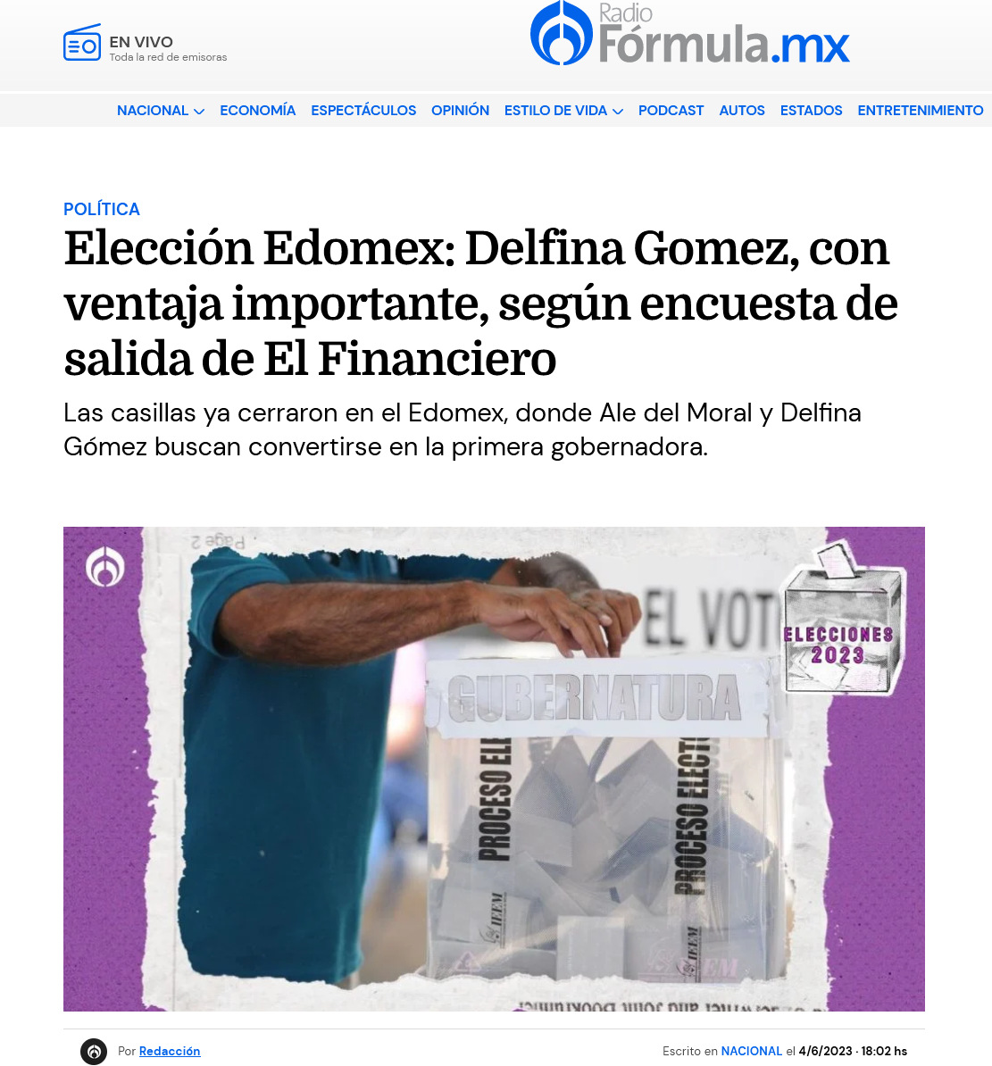 ChicShion's tweet photo. Delfina con ventaja importante según encuesta de salida de El Financiero. https://t.co/sCtU5EMBEl