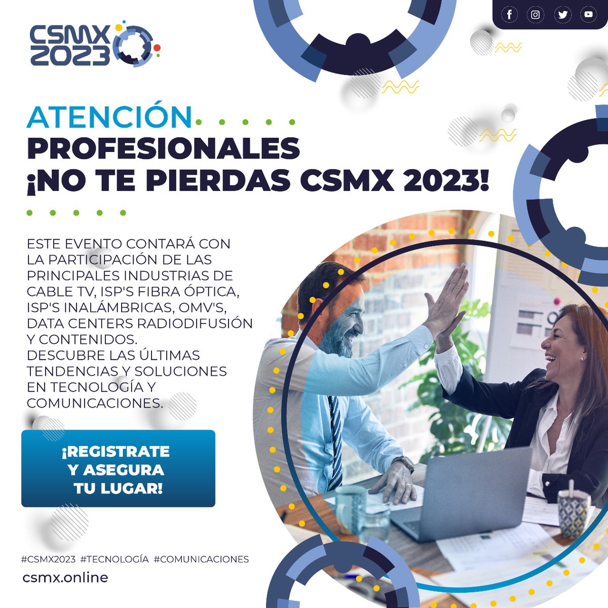 📣🌐 ¡Atención profesionales de las telecomunicaciones! 🌐📣
¡Regístrense ahora en nuestro sitio web csmx.online y aseguren su lugar en Expo CSMX 2023! 🎟️💻
#ExpoCSMX2023 #Telecomunicaciones #Innovación #Conectividad #Profesionales #Guadalajara
📣🌐🔥💼💻🌍💡🗓️📍🌟