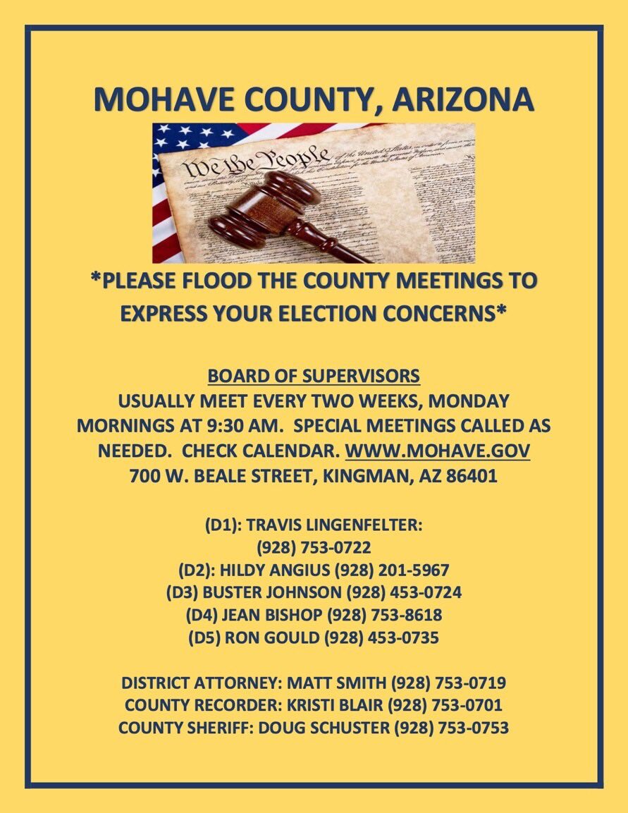 @DC_Draino #Arizona #ArizonaRevote #KariLakeWon #ElectionFraud #SaveArizona #wakeupstandupspeakup #MohaveCounty #CallToAction